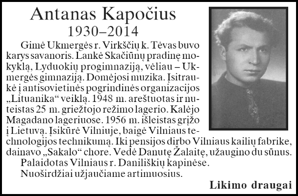 Antanas-Kapočius „Tremtinys“, 2014 Nr. 13